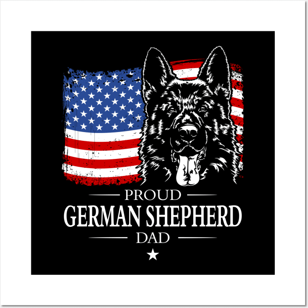 German Shepherd Dad American Flag patriotic dog Wall Art by wilsigns